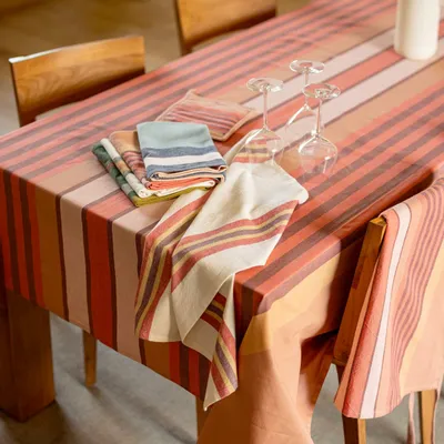 Table cloths - Recycled Tablecloth Yuna Terracotta 170 X 170 - MAISON VIVARAISE - SDE VIVARAISE WINKLER