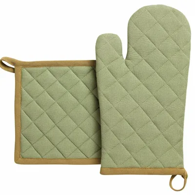Maniques - Lot gant de cuisine et manique recyclé Grace Amande 18 x 32 - MAISON VIVARAISE - SDE VIVARAISE WINKLER