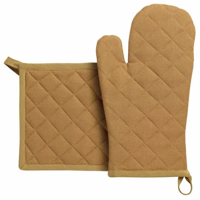 Potholders - Recycled oven mitt and pot holder set Grace Cannelle 18 X 32 - MAISON VIVARAISE - SDE VIVARAISE WINKLER
