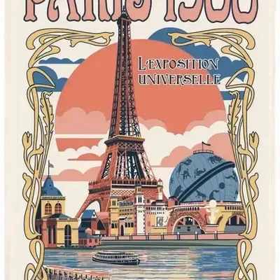Dish towels - Tea Towel Paris Expo universelle Écru 48 X 72 - MAISON VIVARAISE - SDE VIVARAISE WINKLER
