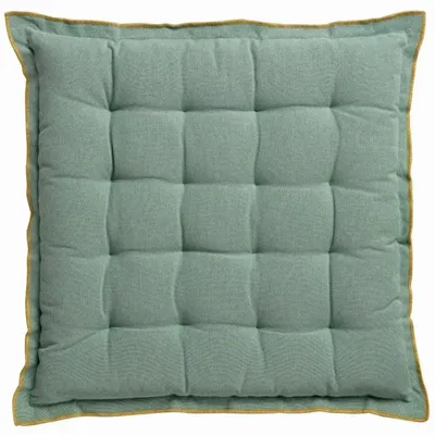 Linge de table textile - Galette de chaise Grace recyclée Aqua 40 x 40 x 3 cm - MAISON VIVARAISE - SDE VIVARAISE WINKLER