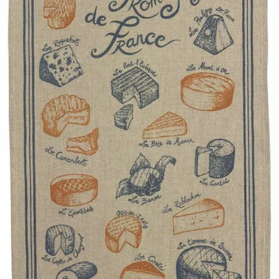 Dish towels - Linen Tea Towel Les fromages Naturel 45 X 70 - MAISON VIVARAISE - SDE VIVARAISE WINKLER
