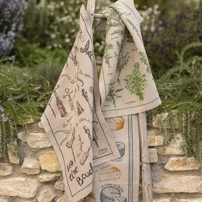 Dish towels - Linen Tea Towel Les fromages Naturel 45 X 70 - MAISON VIVARAISE - SDE VIVARAISE WINKLER