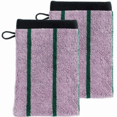 Autres linges de bain - Lot de 2 gants de toilette Charly Lilas 15 x 21 - LA CERISE SUR LE GATEAU