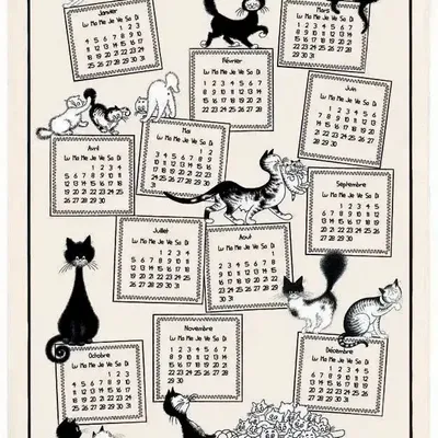 Dish towels - Tea Towel Dubout Calendrier 2027 Écru 48 X 72 - MAISON VIVARAISE - SDE VIVARAISE WINKLER