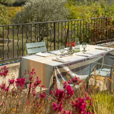 Table cloths - Coated recycled tablecloth Yuna Azur 170 X 170 - MAISON VIVARAISE - SDE VIVARAISE WINKLER