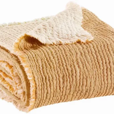 Bed linens - Bed throw Emilio Caramel 240 X 260 - MAISON VIVARAISE - SDE VIVARAISE WINKLER