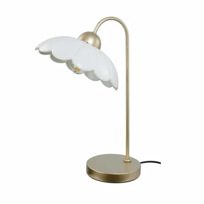 Table lamps - White ceramic and rose-gold metal table lamp, CLARIS - C-CRÉATION | BOUDET