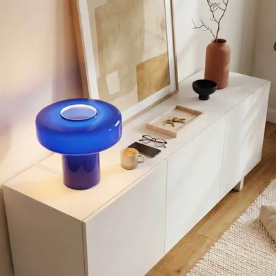 Lampes à poser - Lampe à poser XXL en verre bleu, FOZA MAXI - C-CRÉATION | BOUDET