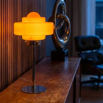 Table lamps - Orange glass and chrome metal table lamp, ZENI - C-CRÉATION | BOUDET