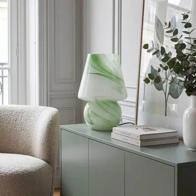 Table lamps - Green marbled-effect XXL glass table lamp, VOLPA - C-CRÉATION | BOUDET