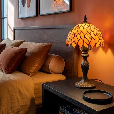 Table lamps - Small orange mosaic glass and zinc table lamp, TIFFANY CAMILLE - C-CRÉATION | BOUDET