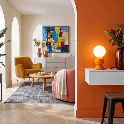 Lampes à poser - Lampe à poser en métal orange et verre opalin, PETITE DAME - C-CRÉATION | BOUDET