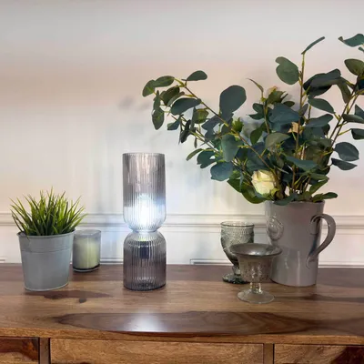 Lampes à poser - Lampe à poser en verre strié fumé, CHARMY - C-CRÉATION | BOUDET