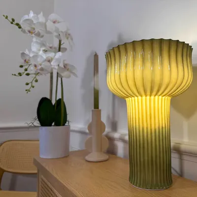 Lampes à poser - Lampe à poser en verre strié vert, NEMONE - C-CRÉATION | BOUDET