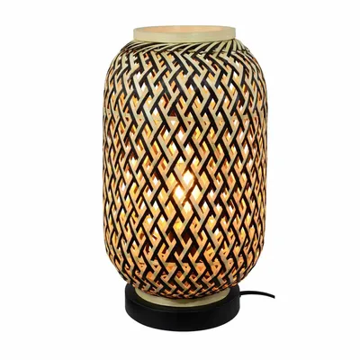 Lampes à poser - Lampe à poser en bambou bicolore et métal noir, MINELLE - C-CRÉATION | BOUDET