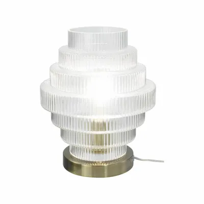 Lampes à poser - Lampe à poser en verre strié transparent et métal antique, CHALLE - C-CRÉATION | BOUDET