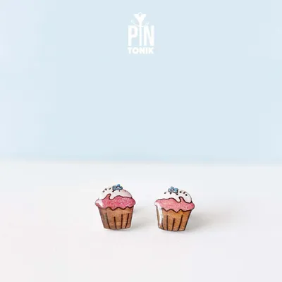 Pink Cupcake Stud Earrings - PINTONIK