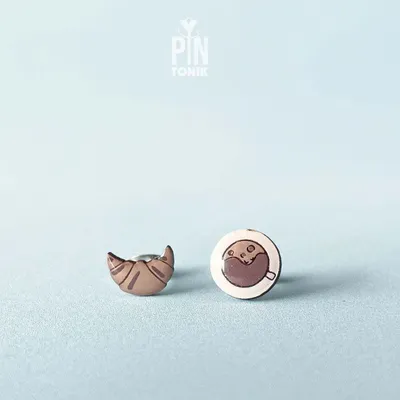 Croissant & Coffee Mismatched Studs - PINTONIK