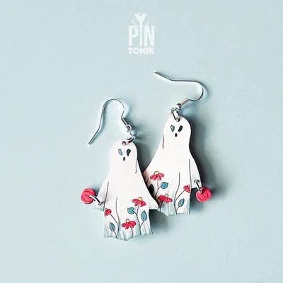 Jewelry - Floral Ghost Dangle Earrings - PINTONIK