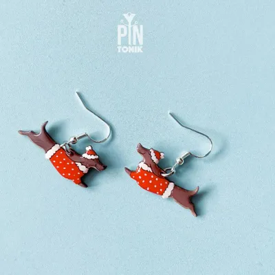 Jewelry - Christmas Dachshund Dangle Earrings - PINTONIK