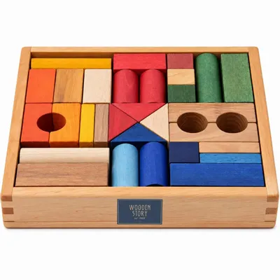 Toys - Wooden blocks 30 pcs rainbow - WOODEN STORY