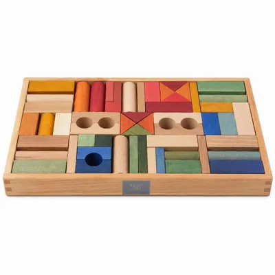 Jouets enfants - RAINBOW BLOCKS IN TRAY - 54 PCS - WOODEN STORY