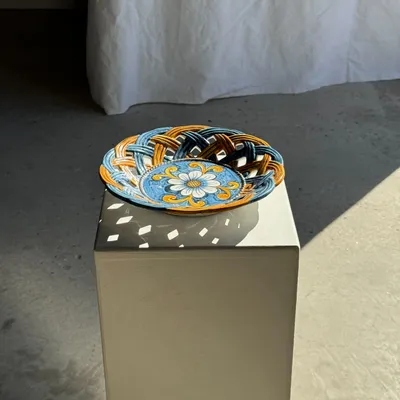 Bowls - Enamelled ceramic fruit bowl from Brancaleone Italy with decoration - OFFICE OBJETS