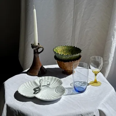 Decorative objects - Brown sandstone candle holder with handle H19 L14 - OFFICE OBJETS