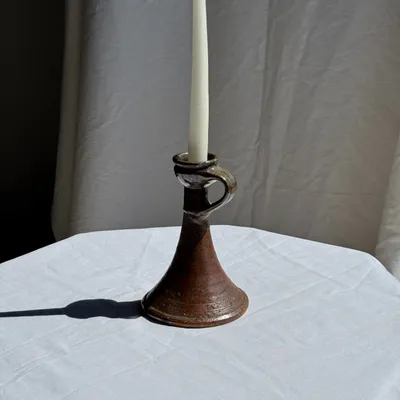 Decorative objects - Brown sandstone candle holder with handle H19 L14 - OFFICE OBJETS
