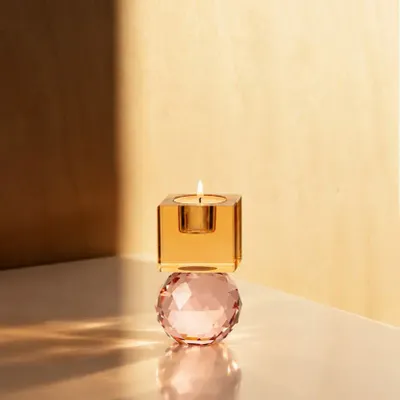 Bougeoirs et photophores  - Le Bougeoir Citrine & Rose Quartz - BAZAR BIZAR LIVING