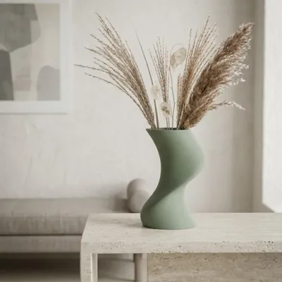 Office design and planning - 3D printed vase "BAILE" | Sage Green - AUURA