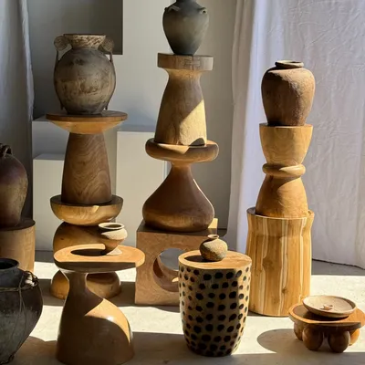 Tabourets - Tabouret, table d'appoint, bout de canapé en manguier massif - OFFICE OBJETS