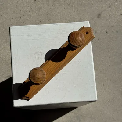 Decorative objects - Small hook with two hooks in pine round button H5 - OFFICE OBJETS