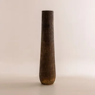 Decorative objects - Striated coconut pot - Solid coconut wood Height: 150 cm - DESIGN TRIP