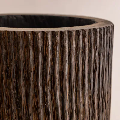 Decorative objects - Striated coconut pot - Solid coconut wood Height: 150 cm - DESIGN TRIP