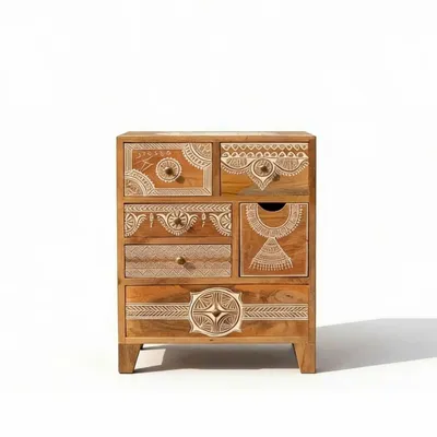 Chests of drawers - Jaipur Hand-Painted Solid Wood Chest of Drawer - HOUSE OF JAIPUR