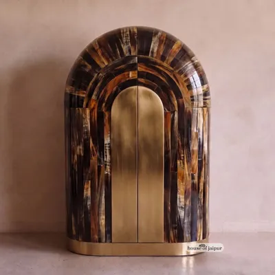 Wardrobe - Arcana Resin and Brass Sculptural Wardrobe and Collector's Cabinet - HOUSE OF JAIPUR