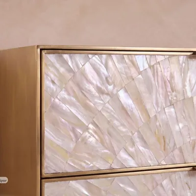 Chiffonniers - Arcana Chest of Drawer - Mother-of-Pearl and Brass Six-Drawer Dresser - HOUSE OF JAIPUR