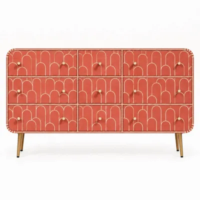 Commodes - Eli Geometric Bone Inlay Chest of Drawers - HOUSE OF JAIPUR