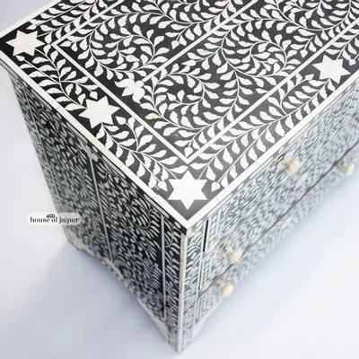Commodes - Floral Chest of Drawers by House of Jaipur - HOUSE OF JAIPUR