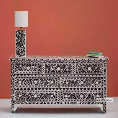 Commodes - Floral Chest of Drawers by House of Jaipur - HOUSE OF JAIPUR