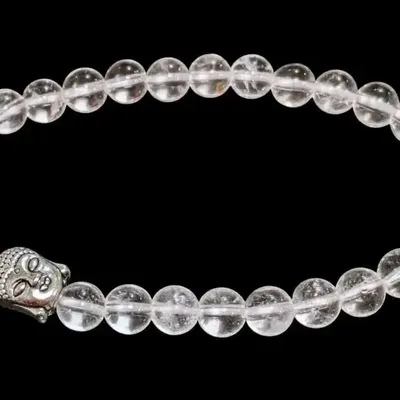 Bracelets - Rock Crystal & Buddha Bracelet A, 6mm Beads - ARABESK