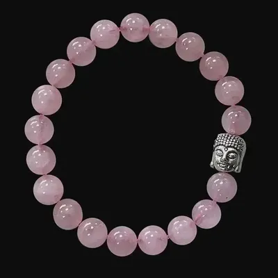 Bracelets - Bracelet Quartz rose & Bouddha perles 8mm - ARABESK