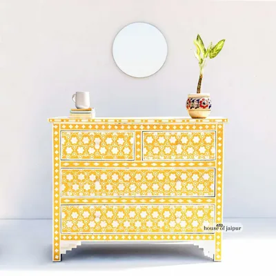 Commodes - Honeycomb Chest of Drawers – Bone Inlay - HOUSE OF JAIPUR