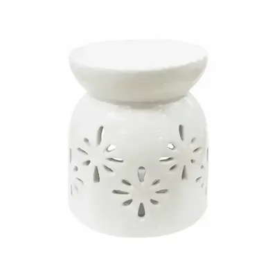 Senteurs - Brûleur Huile Céramique Blanc Ajouré 8.5cm - ARABESK