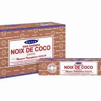 Parfums d'intérieur - Encens Satya Noix De Coco 15g - Boîte De 12 Paquets - ARABESK