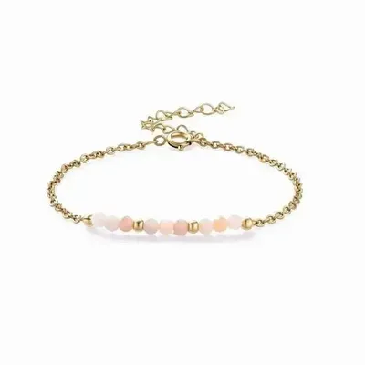 Bracelets - Bracelet Pierre de Lune Rose facettée A – acier inoxydable doré - ARABESK