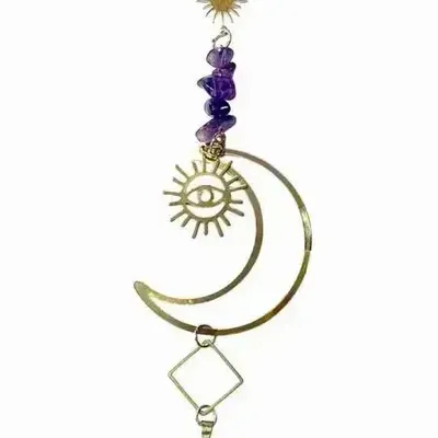 Objets de décoration - Mobile Attrape Soleil Contre le Mauvais Oeil Améthyste Lune 38cm - ARABESK