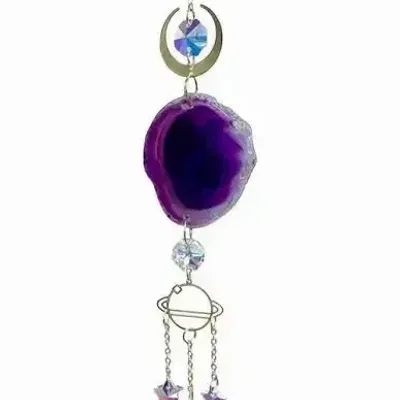 Objets de décoration - Mobile Attrape Soleil Agate Mauve Terre Cosmique et Cristal 41cm - ARABESK